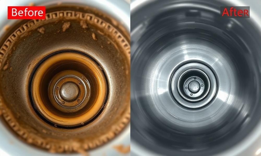Antes e depois: Pia de cozinha entupida