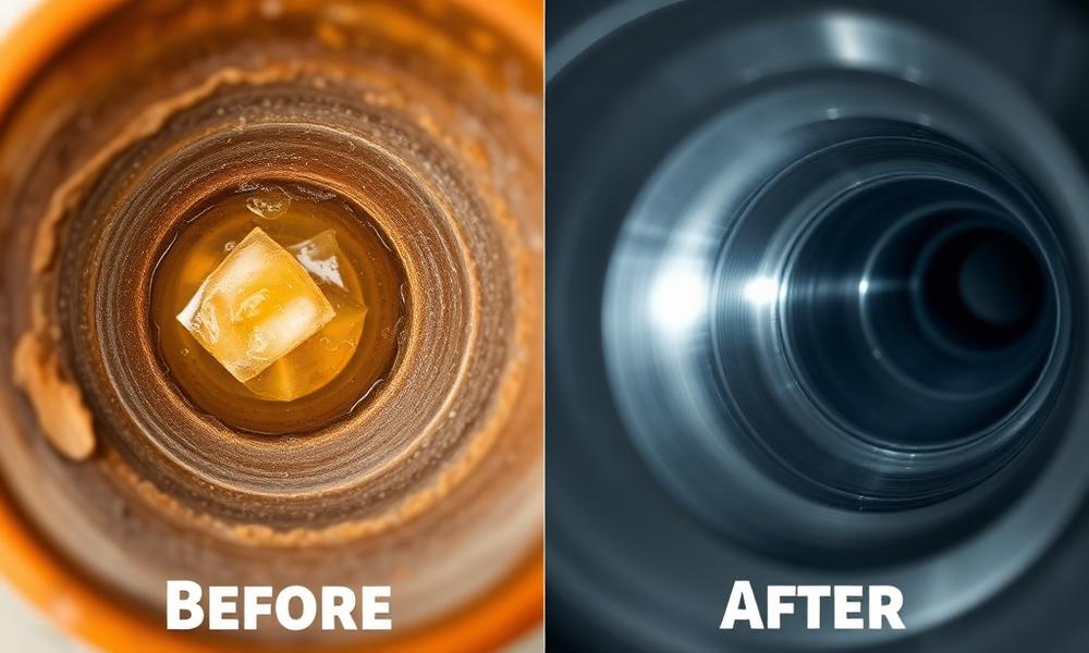 Antes e depois: Tubulação com gordura